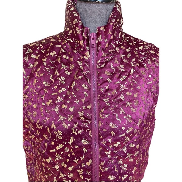 April Cornell Puffer Vest Women's Size Medium Purple Gold Embroidered - Picture 5 of 8